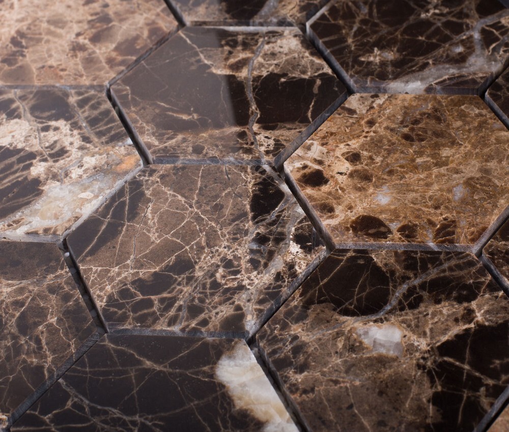 Мозаика Hexagon Dark Emperador Polished серия Wild Stone