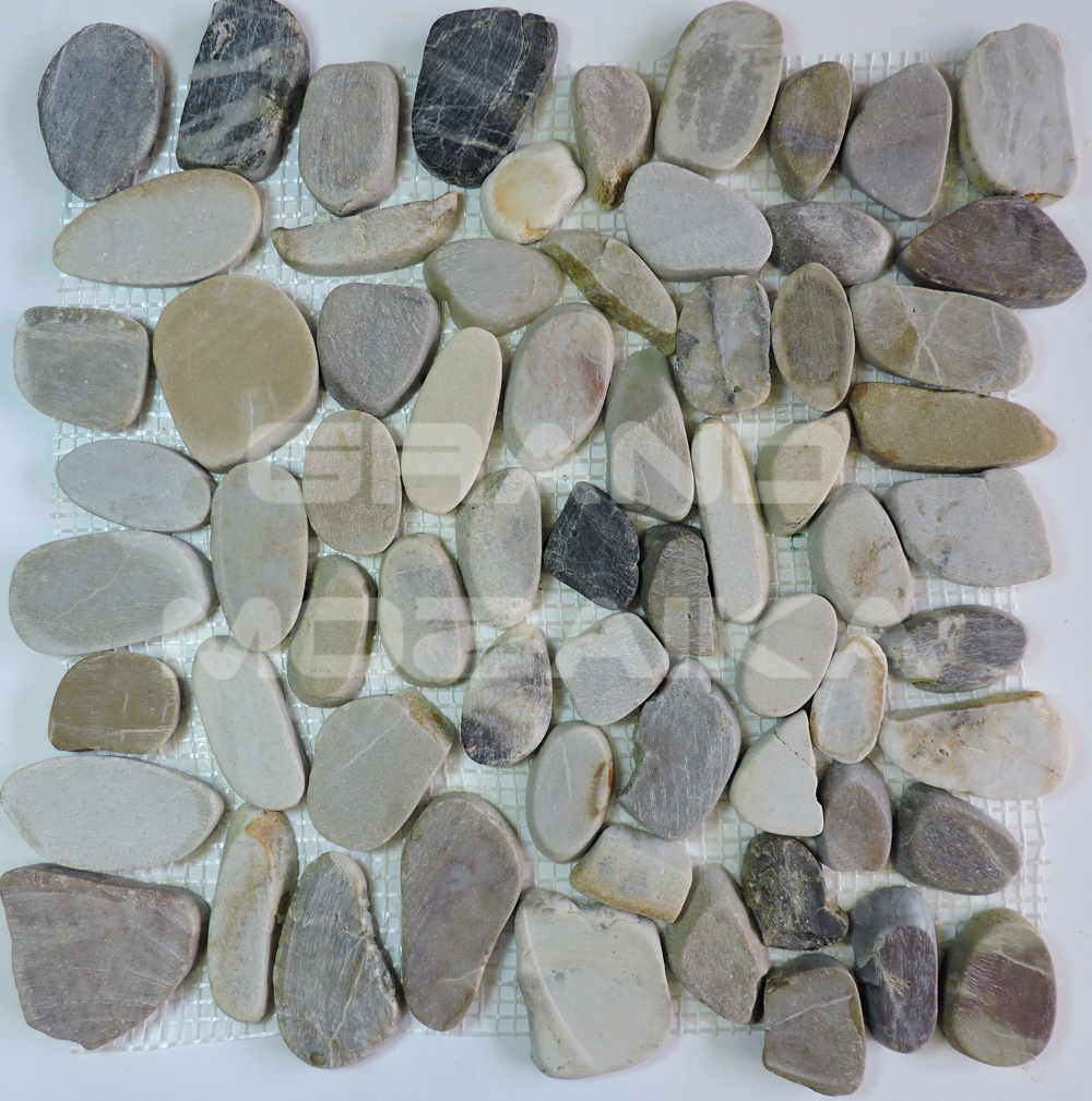 Мозаика 052383M MS00-5 BCP ГАЛЬКА овал бел/корич/серая матовая серия Nature