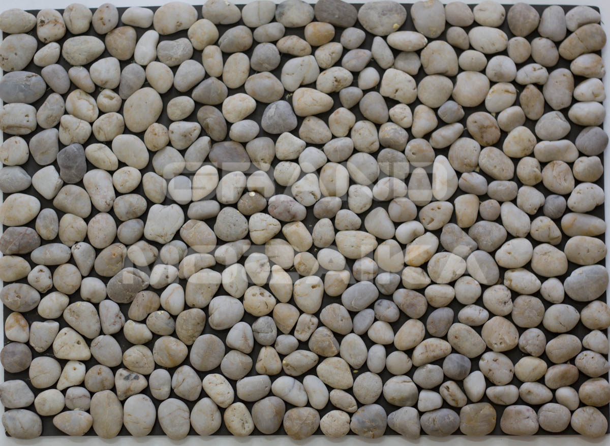 Мозаика 052386 MS00-1 НАТУР ГАЛЬКА НА РЕЗИНЕ бело-серая серия Nature