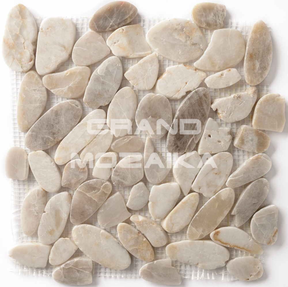 Мозаика 052385 MS00-1 BCP ГАЛЬКА овал белая шлифованная серия Nature