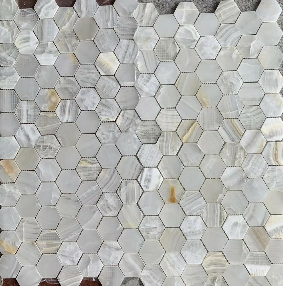 Мозаика HEXAGON ONYX WHITE серия Hexagon
